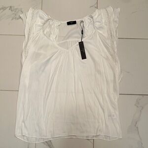 Tahari White Ruffled Blouse